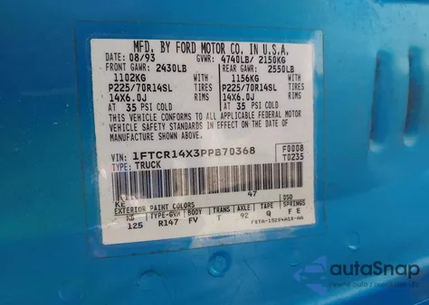 1993 Ford Ranger Super Cab from USA, damaged, VIN 1FTCR14X3PPB70368